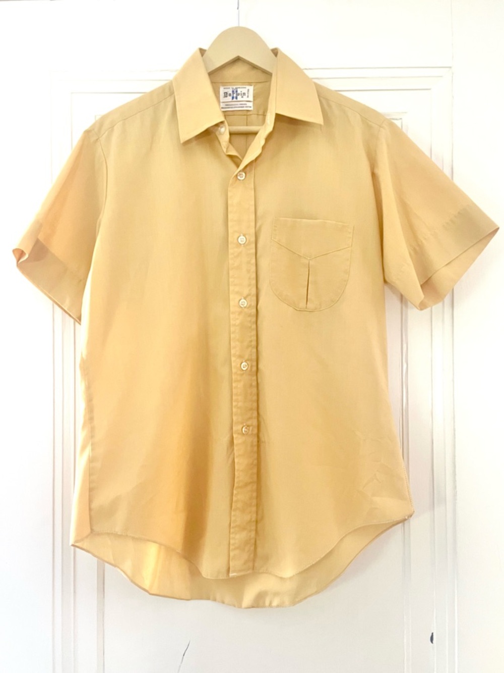 Vintage 60s Darwin Combed Cotton Blend Yellow Men’s Button Down Shirt